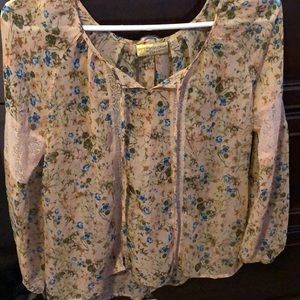 Pink floral long sleeve blouse